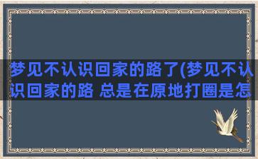 梦见不认识回家的路了(梦见不认识回家的路 总是在原地打圈是怎么回事)